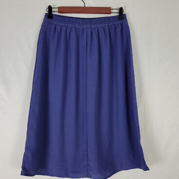 *New Womens Skirt Size S Small 4/6 Blue Elastic Drawstring Waist A-Line Midi - Picture 2 of 4